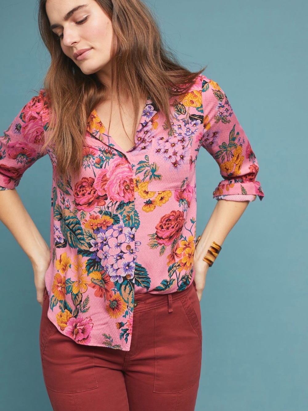 Anthropologie Maeve Manifold Buttondown Blouse